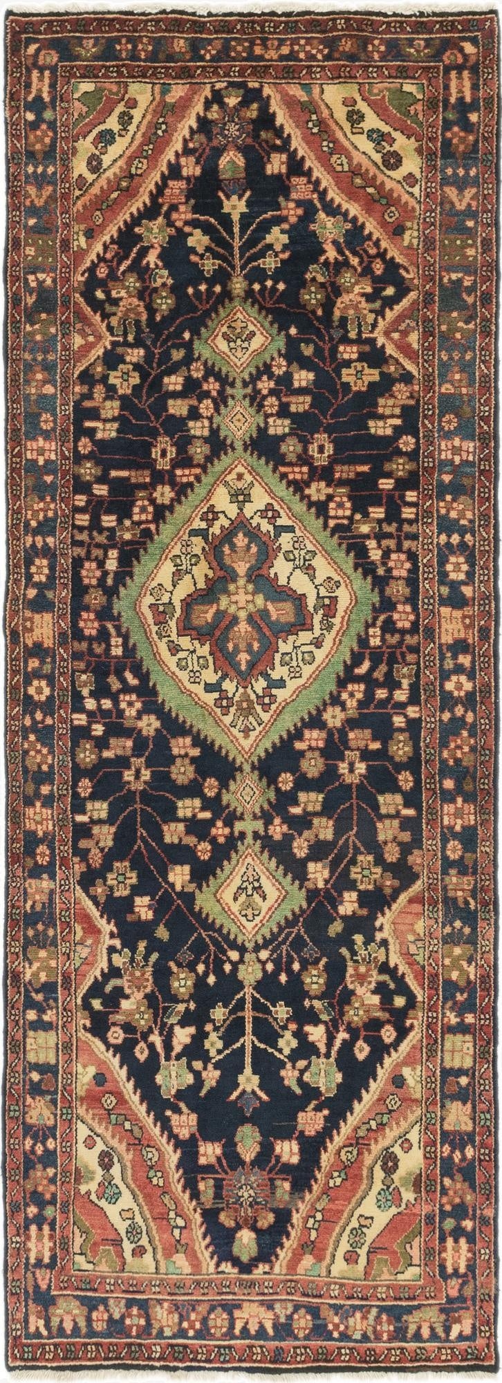  3' 7 x 9' 9  Hand Knotted Tuiserkan Persian Wool Runner Rug