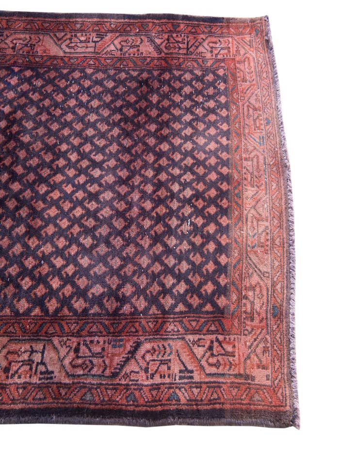 Detail image of  3' 7 x 10' 3  Hand Knotted Ultra Vintage Persian Wool Runner Rug