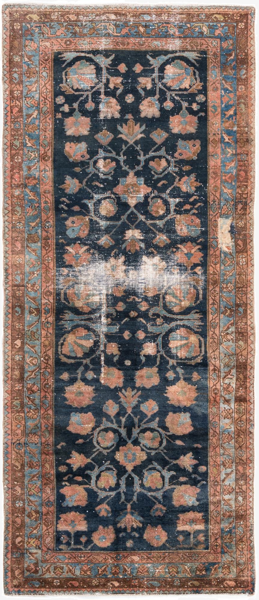 4' x 9' 7 Hand Knotted Ultra Vintage Persian Wool Runner Rug