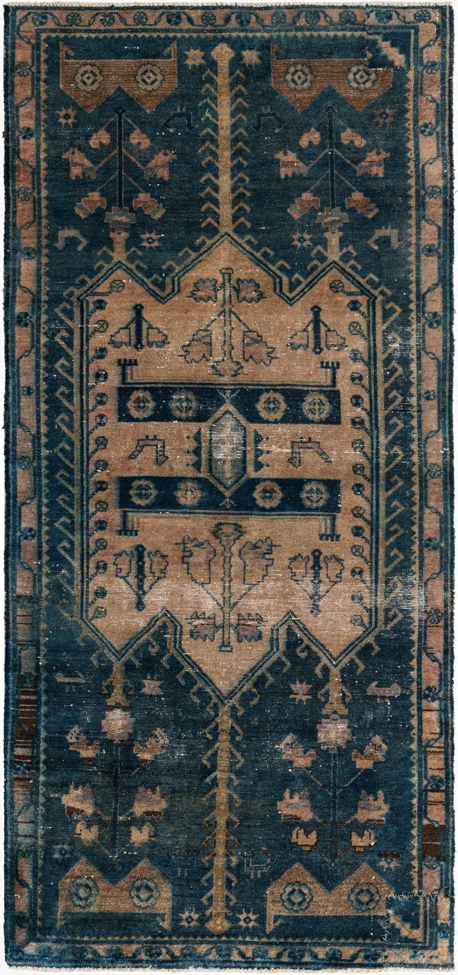  4' x 8' 7  Hand Knotted Ultra Vintage Persian Wool Runner Rug