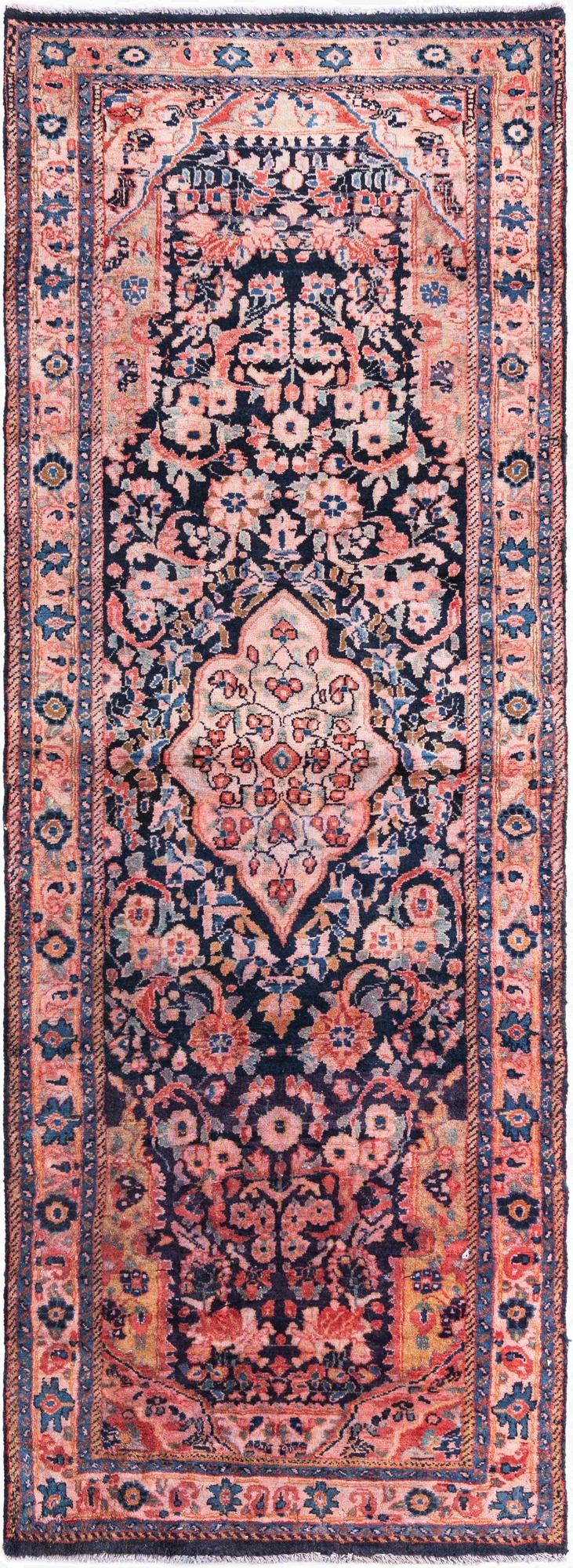  3' 9 x 10' 4  Hand Knotted Ultra Vintage Persian Wool Runner Rug
