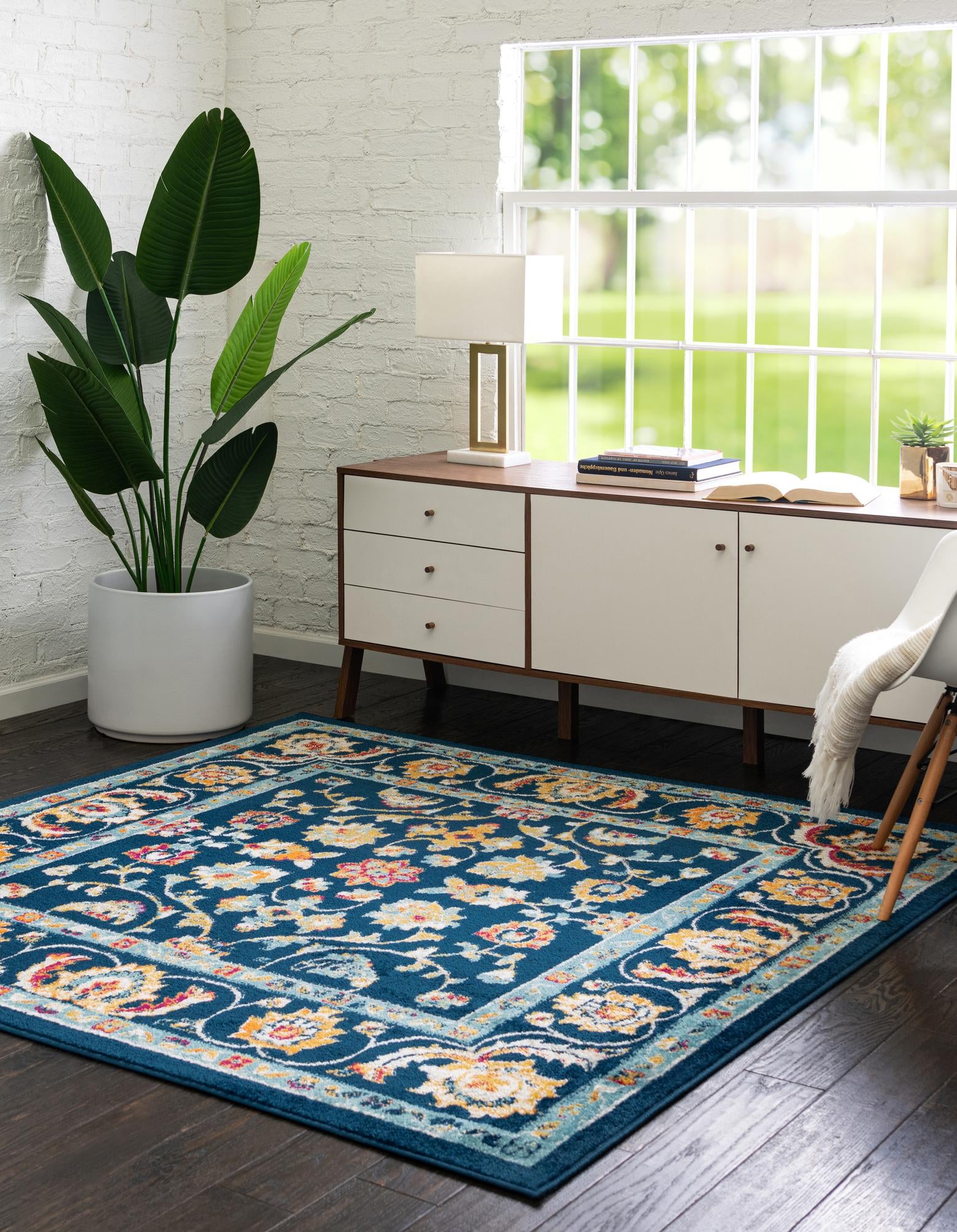 Navy Blue 7' 10 x 7' 10 Aurelia Square Rug | Rugs.com