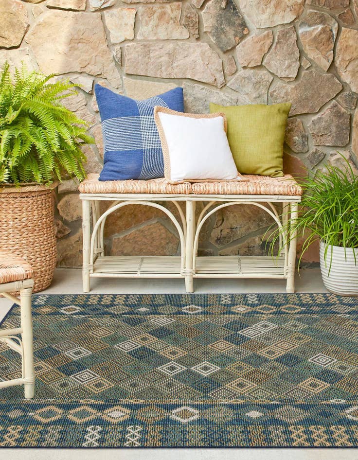 Detail image of  5' 3 x 5' 3  Washable Baja Indoor / Outdoor Square Rug