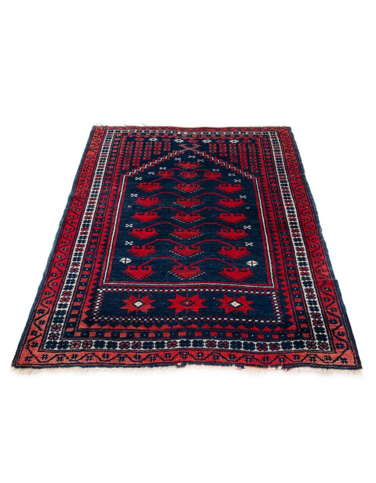 Detail image of  2' 8 x 3' 3  Hand Knotted Balouch Persian Wool Square Rug