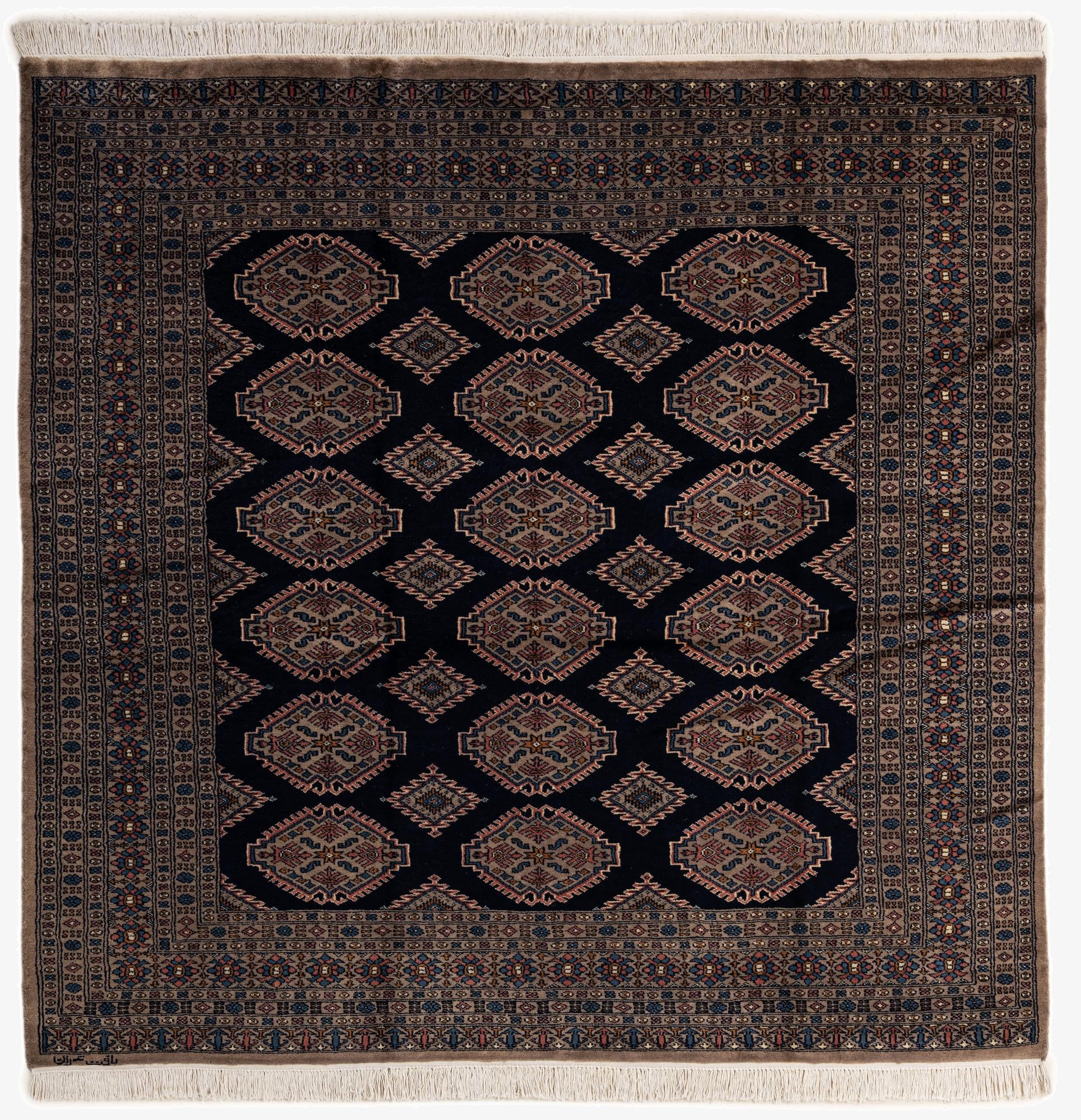  6' 7 x 6' 8  Hand Knotted Bokhara Oriental Wool Square Rug