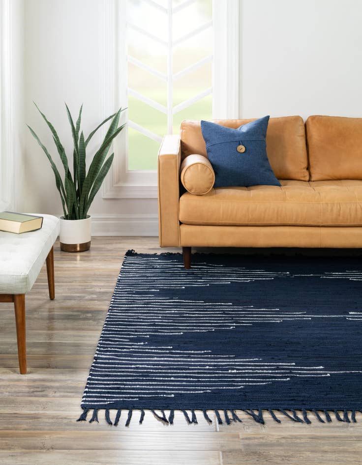 Detail image of  10' x 10'  Hand Woven Chindi Cotton Square Rug