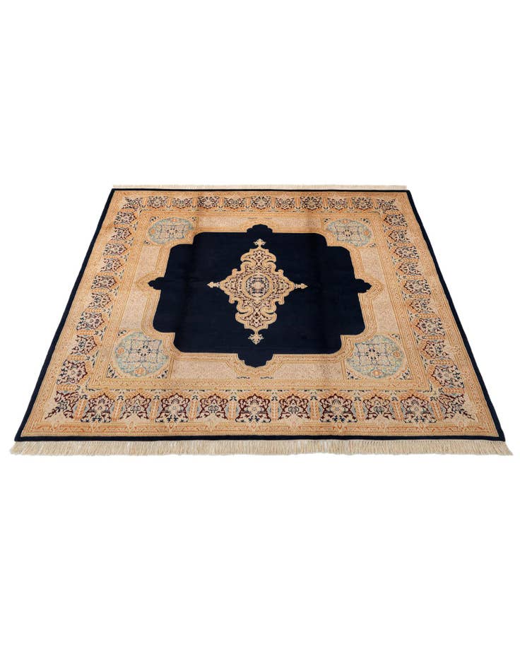 Detail image of  8' 2 x 8' 2  Hand Knotted Kerman Wool Square Rug