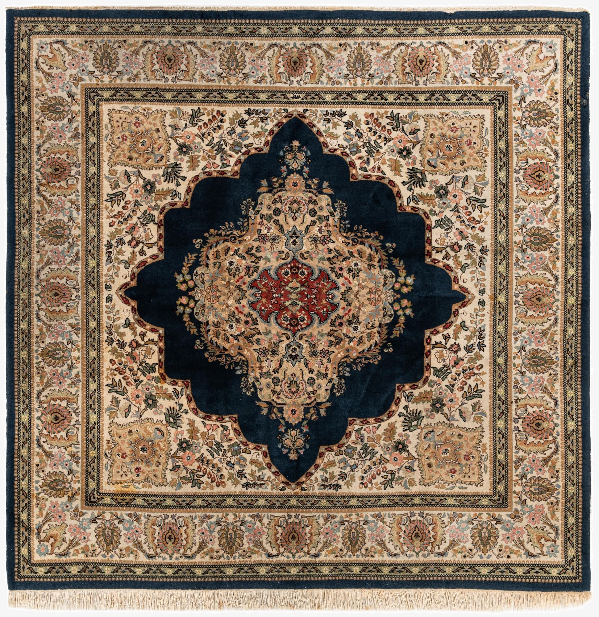  8' 1 x 8' 1  Hand Knotted Kerman Oriental Wool Square Rug