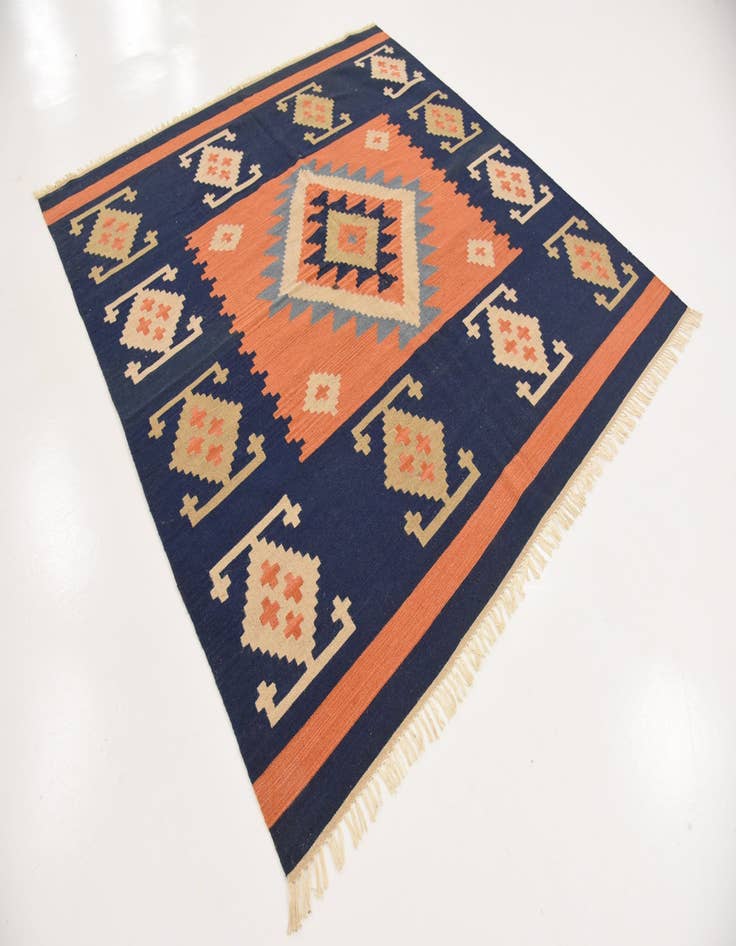 Detail image of  6' 6 x 6' 7  Hand Woven Kilim Dhurrie Wool Square Rug