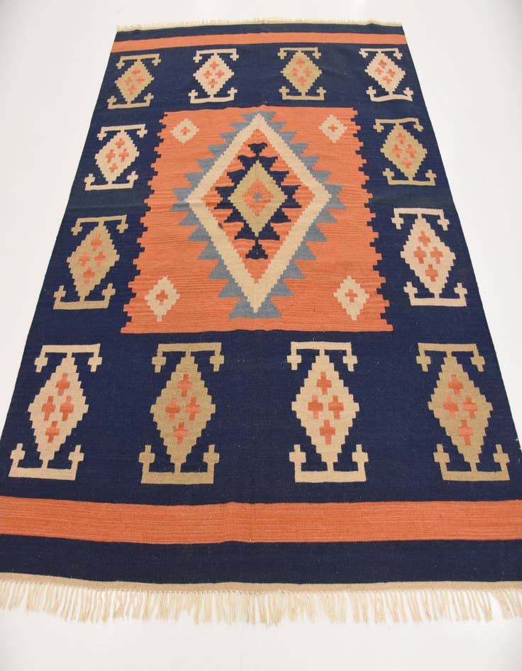 Detail image of  6' 6 x 6' 7  Hand Woven Kilim Dhurrie Wool Square Rug