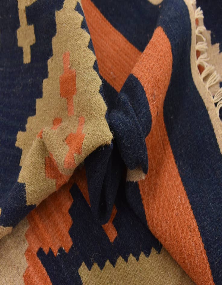 Detail image of  6' 6 x 6' 7  Hand Woven Kilim Dhurrie Wool Square Rug