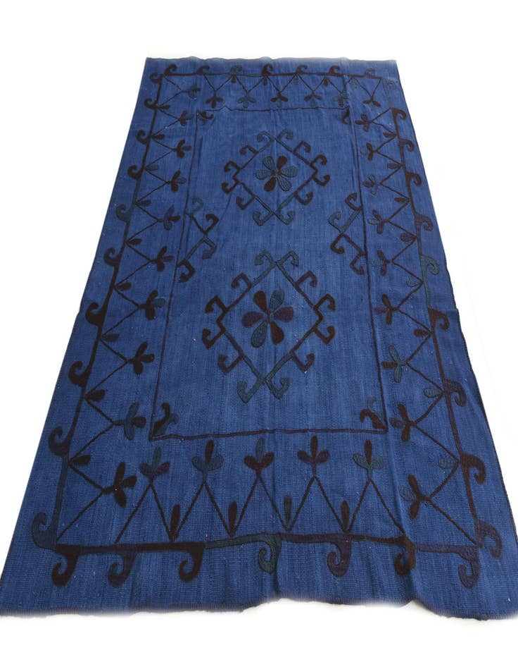 Detail image of  6' x 7' 4  Hand Woven Kilim Suzani Wool Square Rug