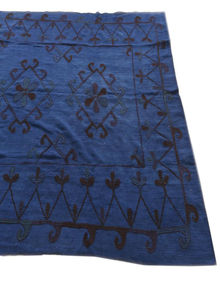 Detail image of  6' x 7' 4  Hand Woven Kilim Suzani Wool Square Rug