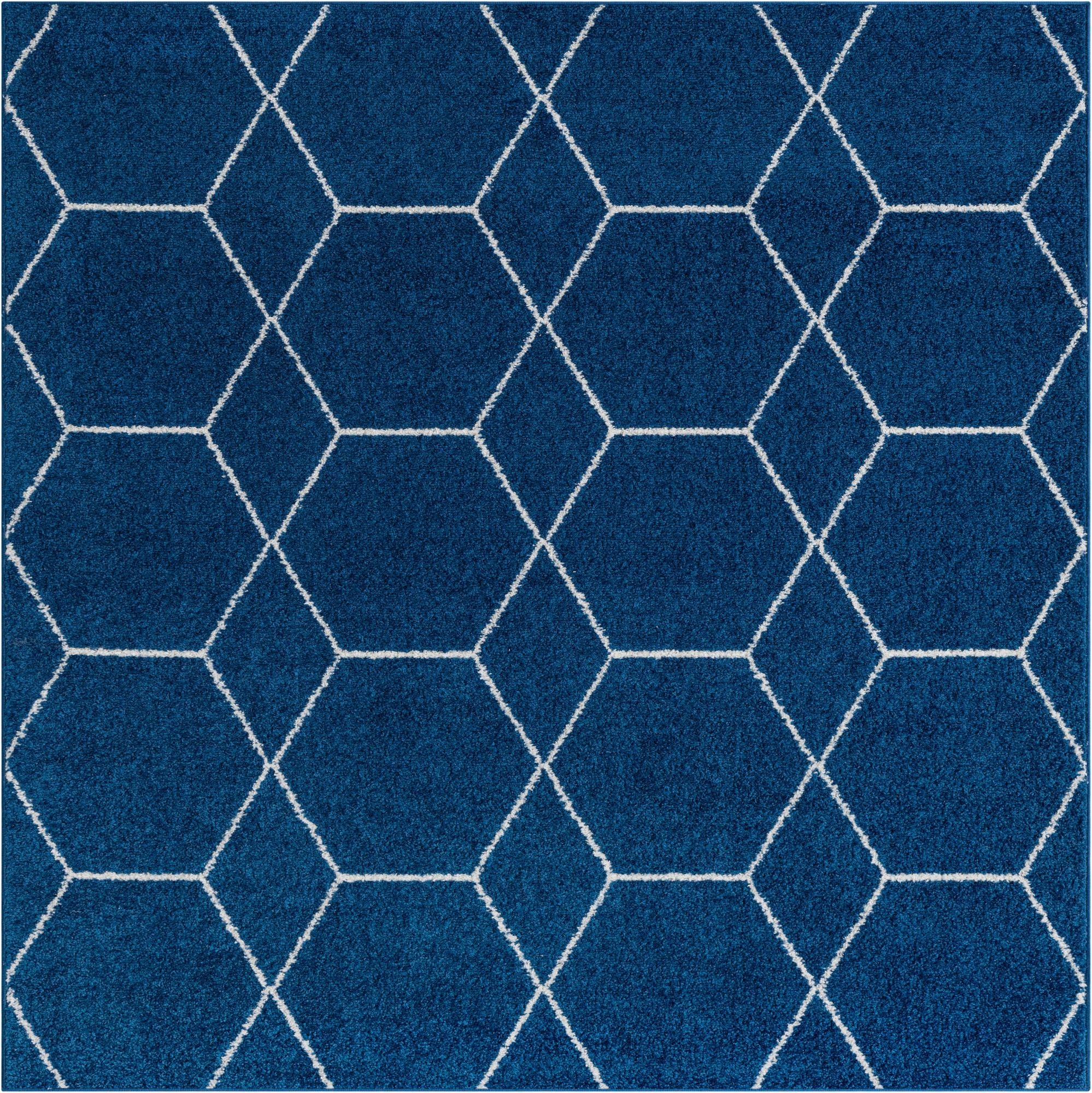  7' x 7' Lattice Frieze Square Rug