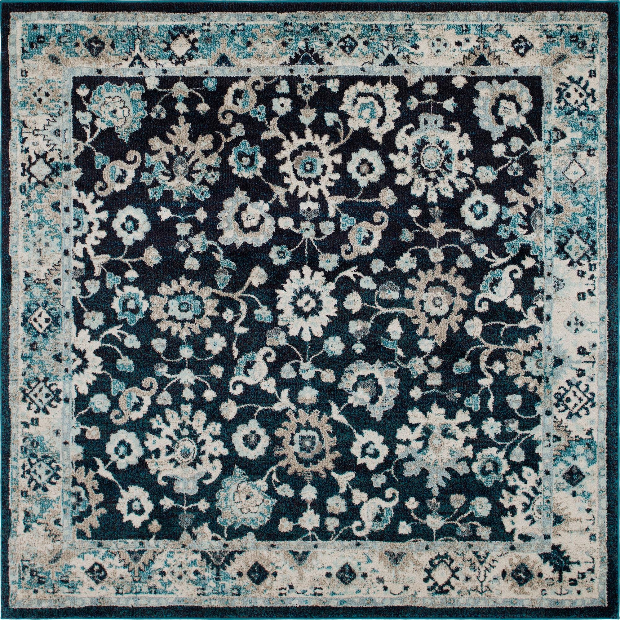 Navy Blue 7' 10 x 7' 10 Madeline Square Rug | Rugs.com