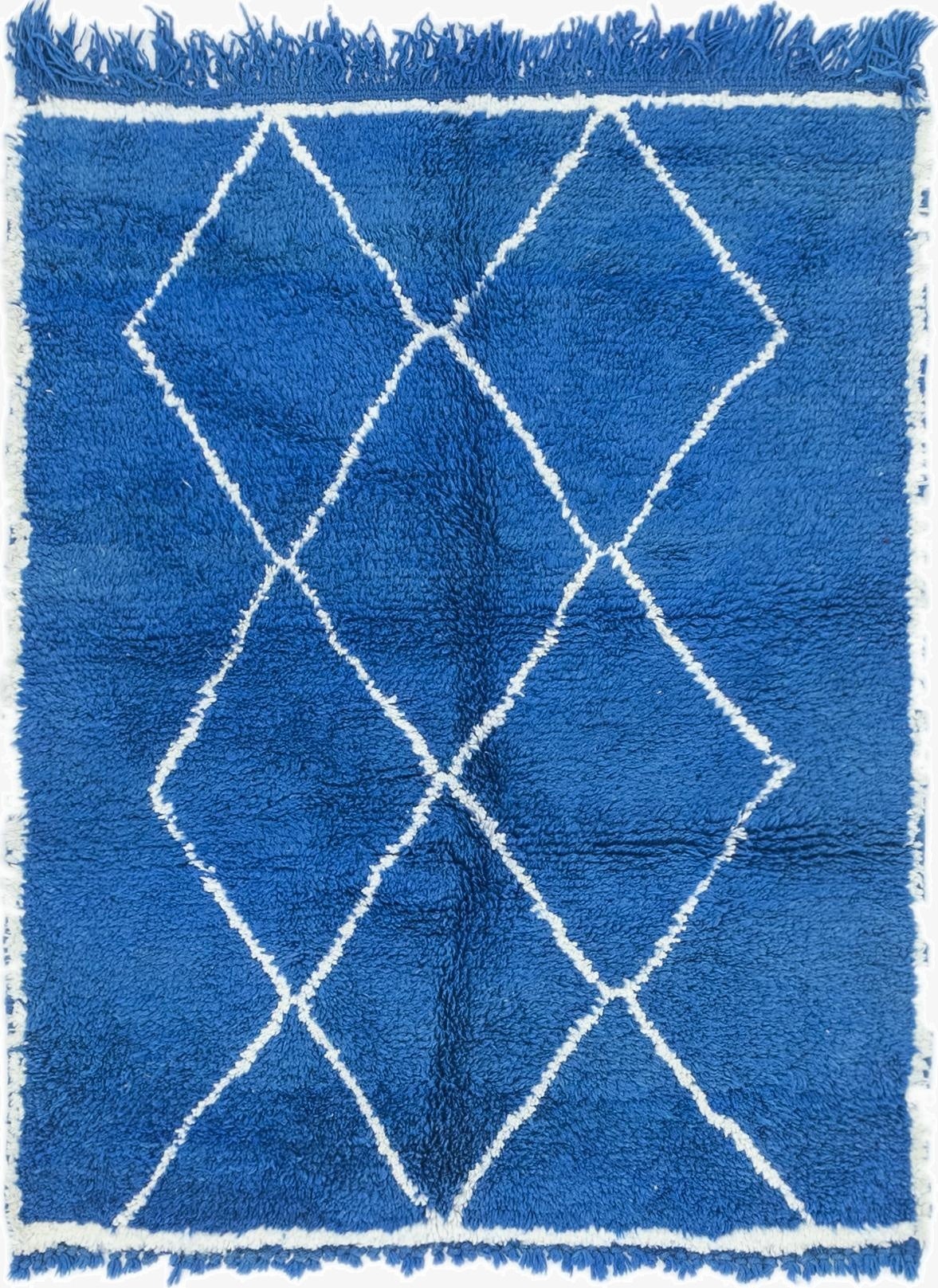  3' 6 x 4' 5  Hand Knotted Moroccan Wool Square Rug