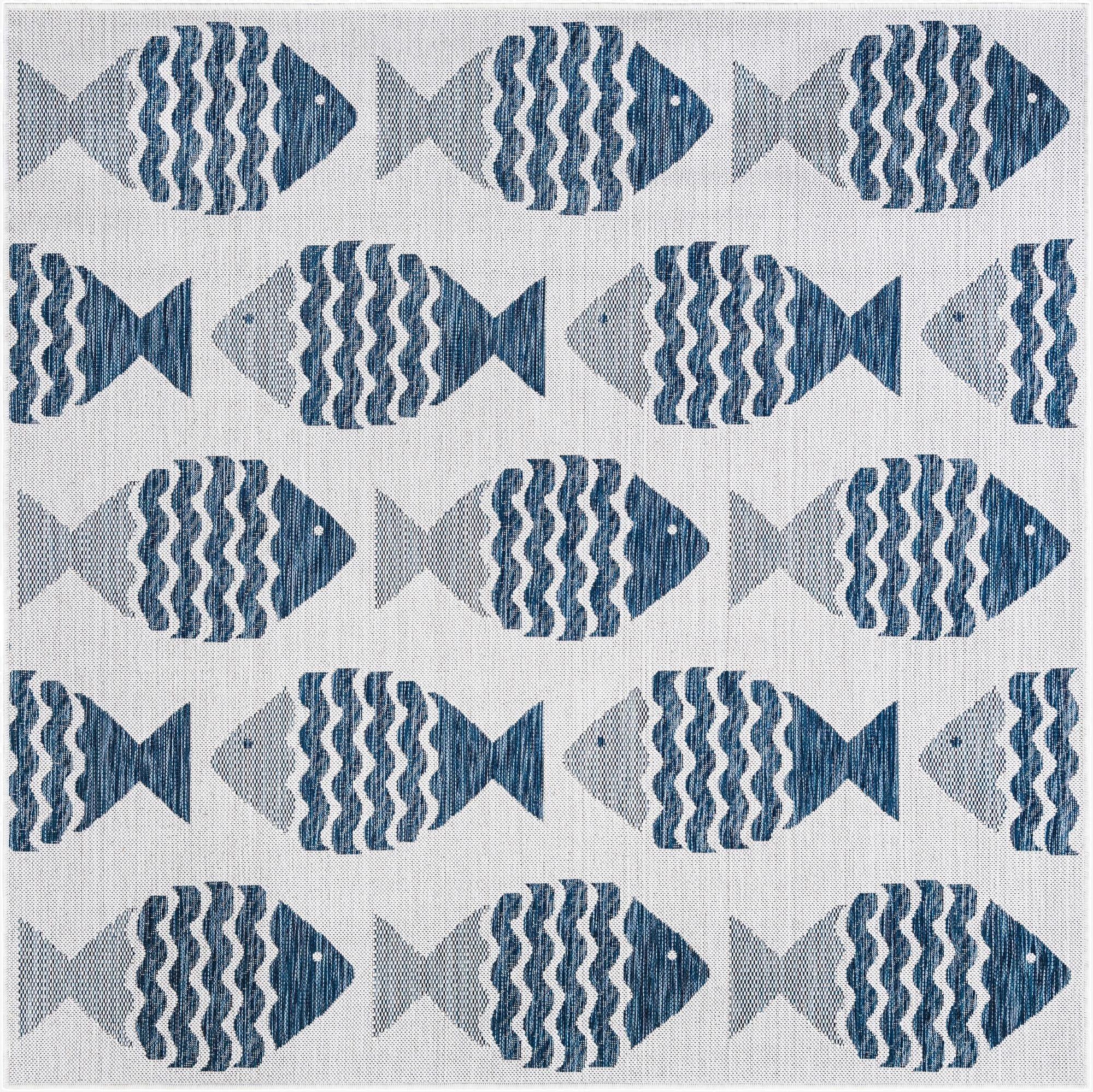  6' x 6'  Washable Coastal Indoor / Outdoor Square Rug