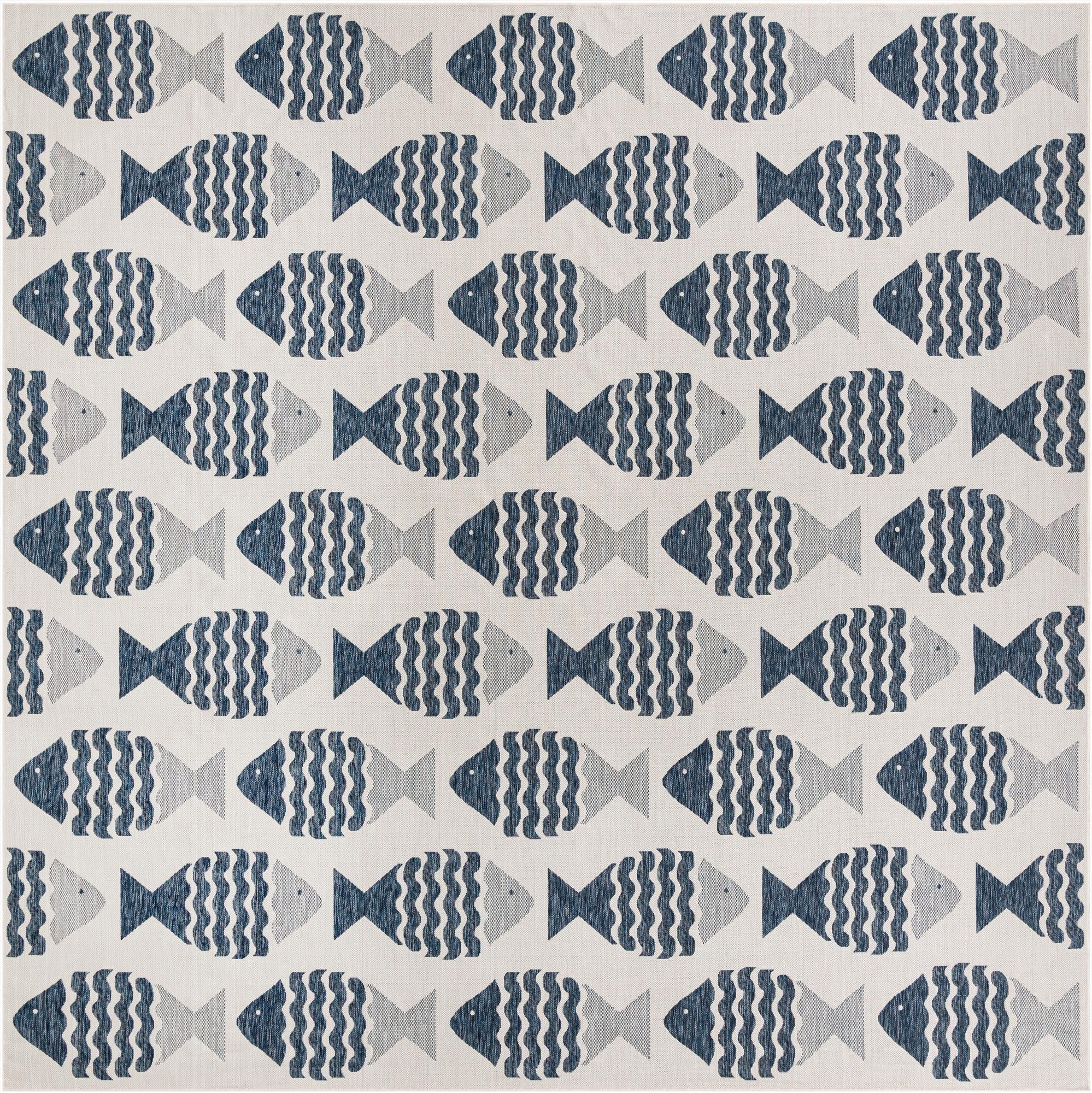  13' x 13'  Washable Coastal Indoor / Outdoor Square Rug