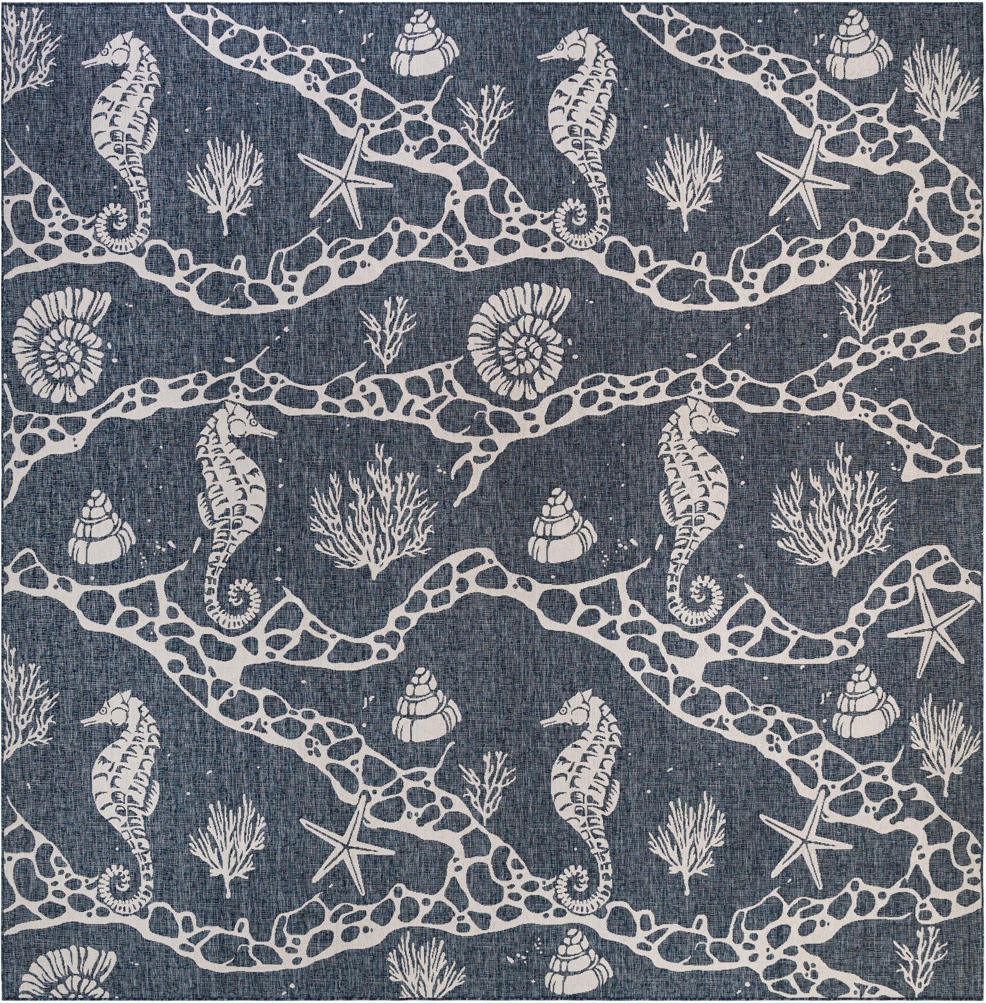  13' x 13'  Washable Coastal Indoor / Outdoor Square Rug