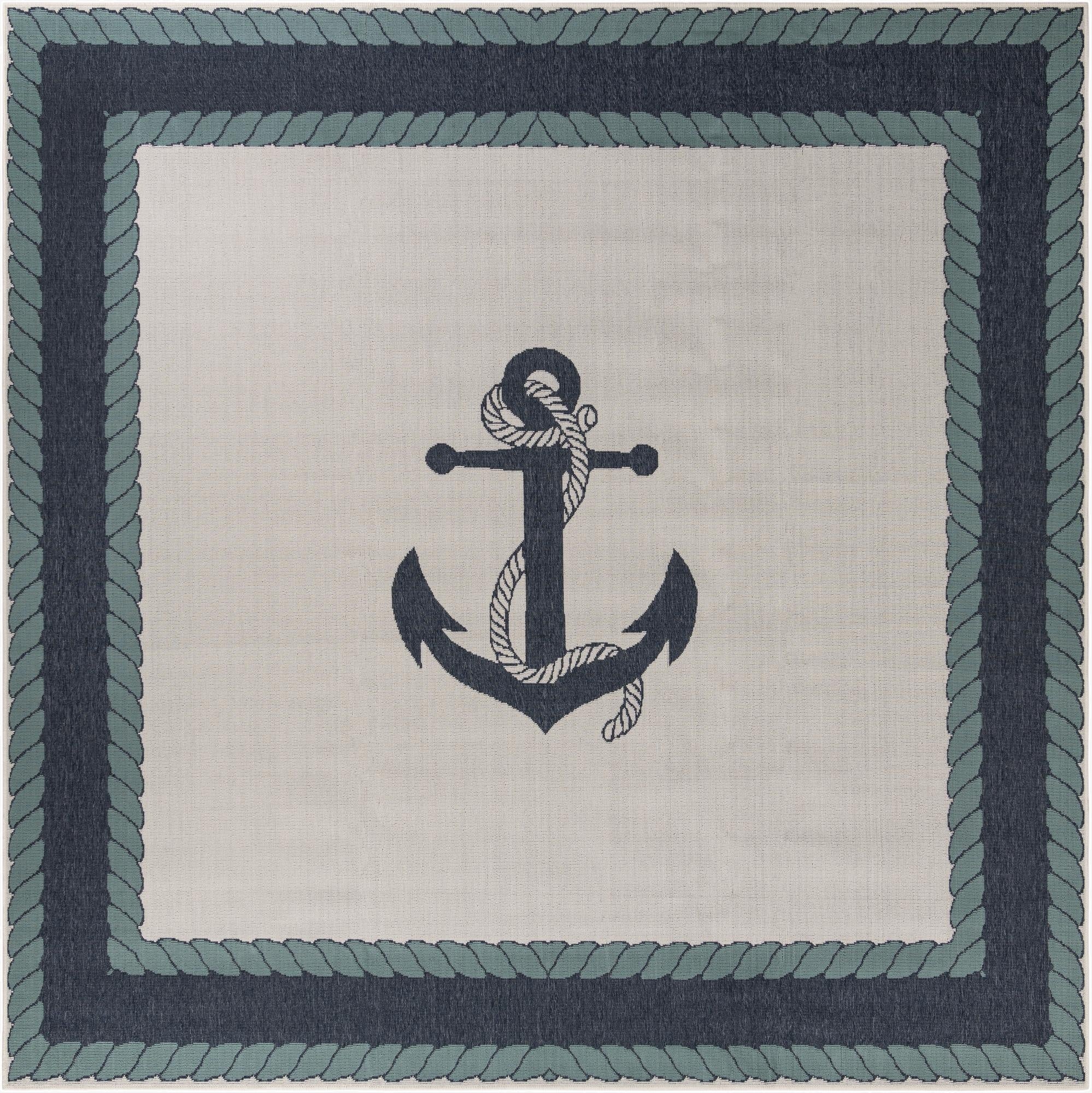  10' x 10'  Washable Coastal Indoor / Outdoor Square Rug