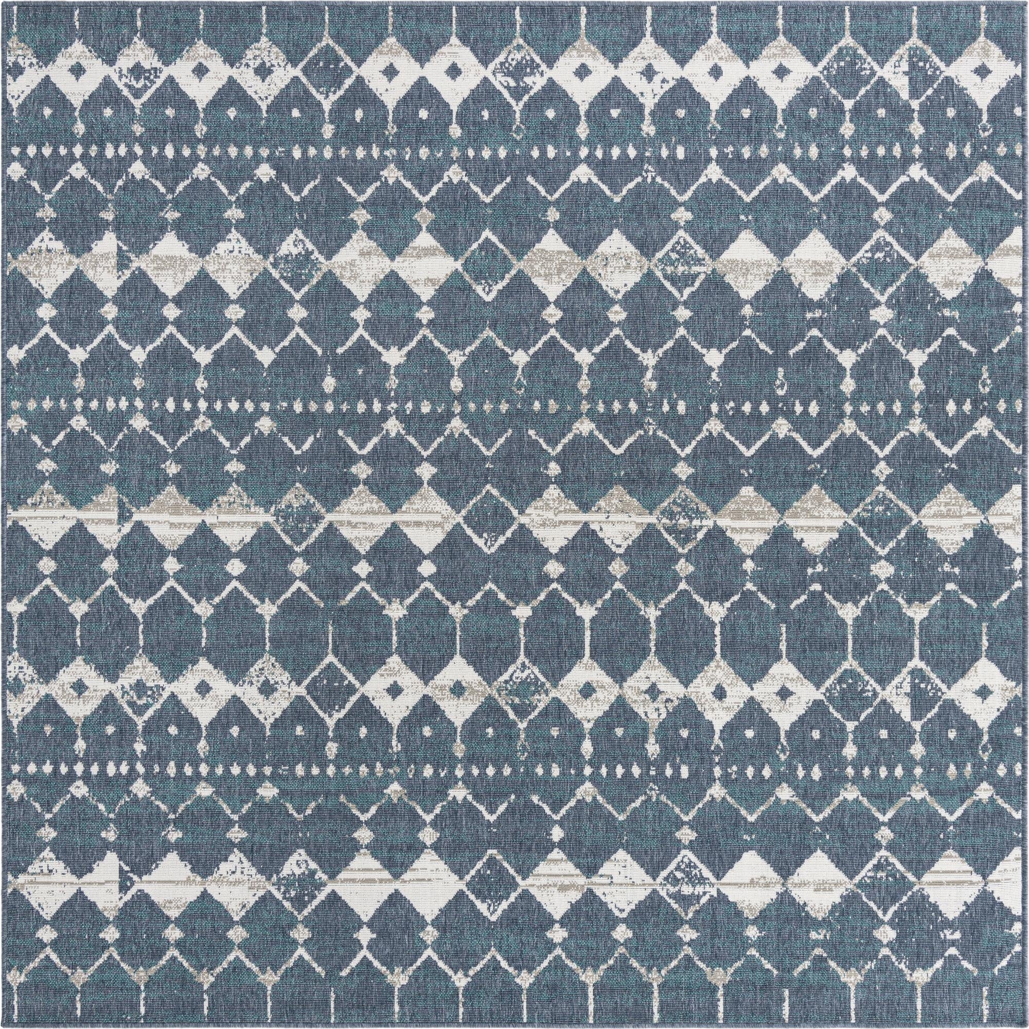  7' 10 x 7' 10  Washable Lattice Indoor / Outdoor Square Rug