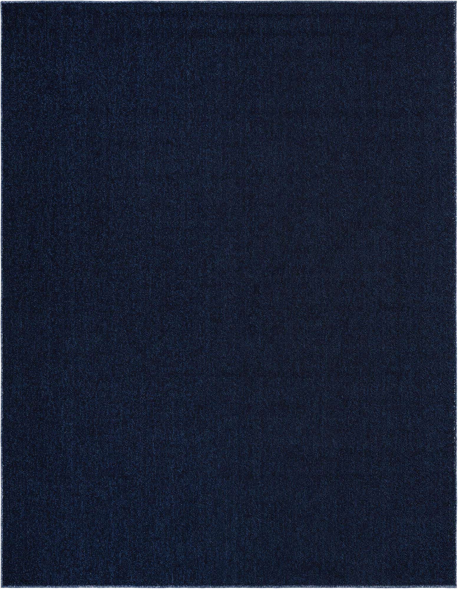 A 7' 10 x 7' 10 square navy blue flatweave rug with a subtle textured appearance, suitable for indoor or outdoor use.