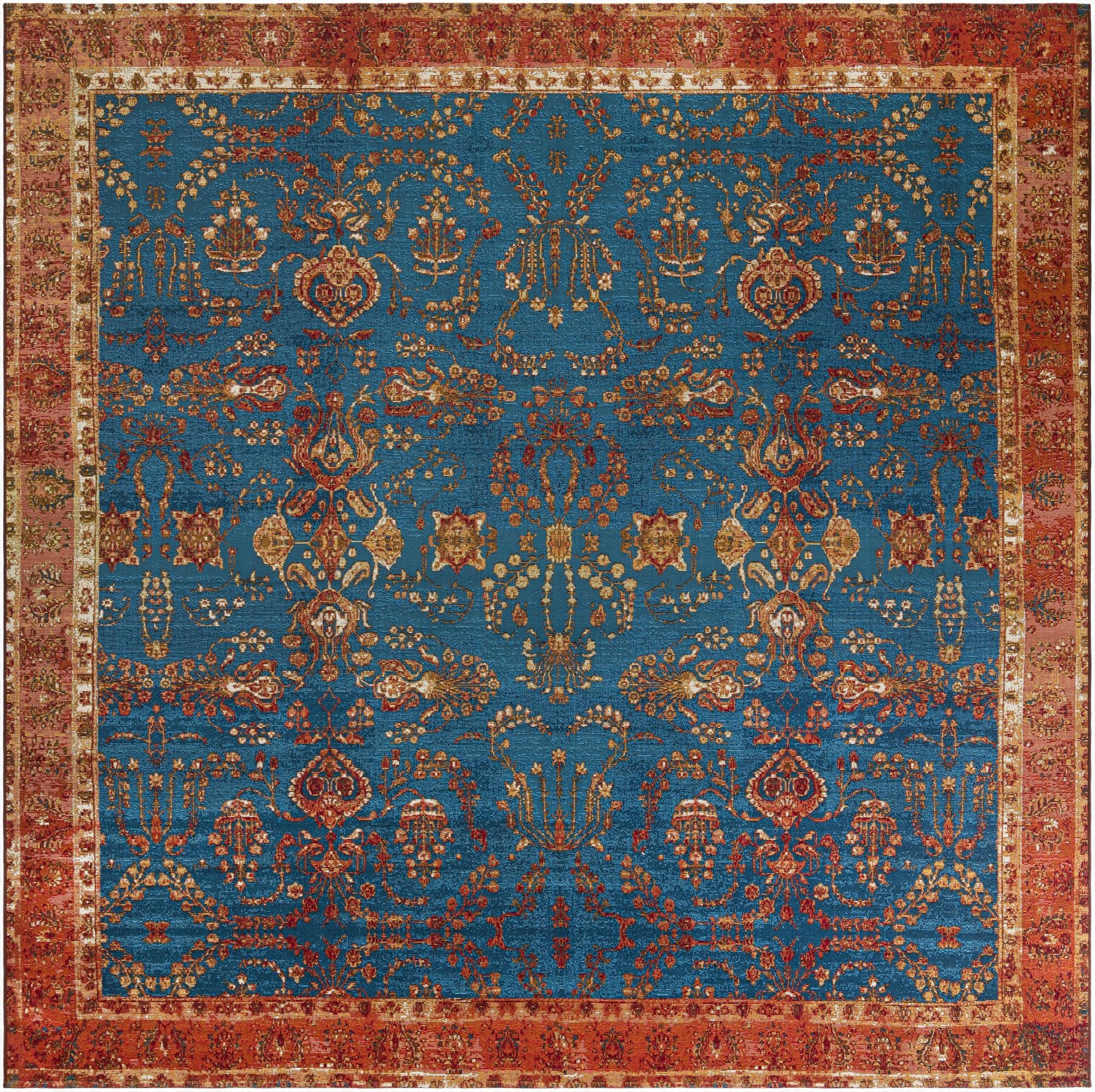  10' x 10'  Washable Traditional Indoor / Outdoor Square Rug