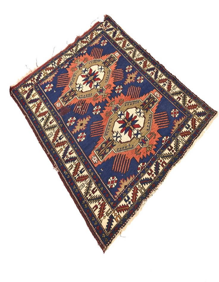 Detail image of  3' 8 x 4' 9  Hand Knotted Shirvan Persian Wool Square Rug