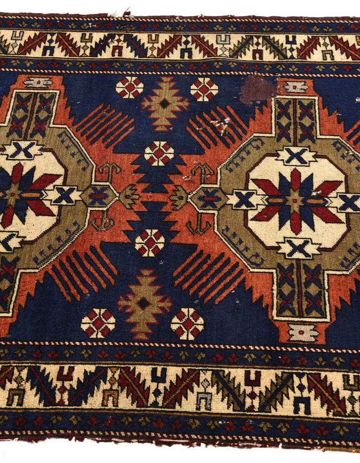 Detail image of  3' 8 x 4' 9  Hand Knotted Shirvan Persian Wool Square Rug