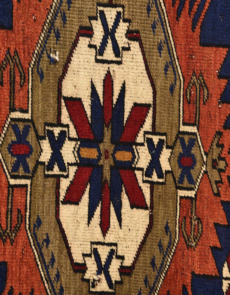 Detail image of  3' 8 x 4' 9  Hand Knotted Shirvan Persian Wool Square Rug