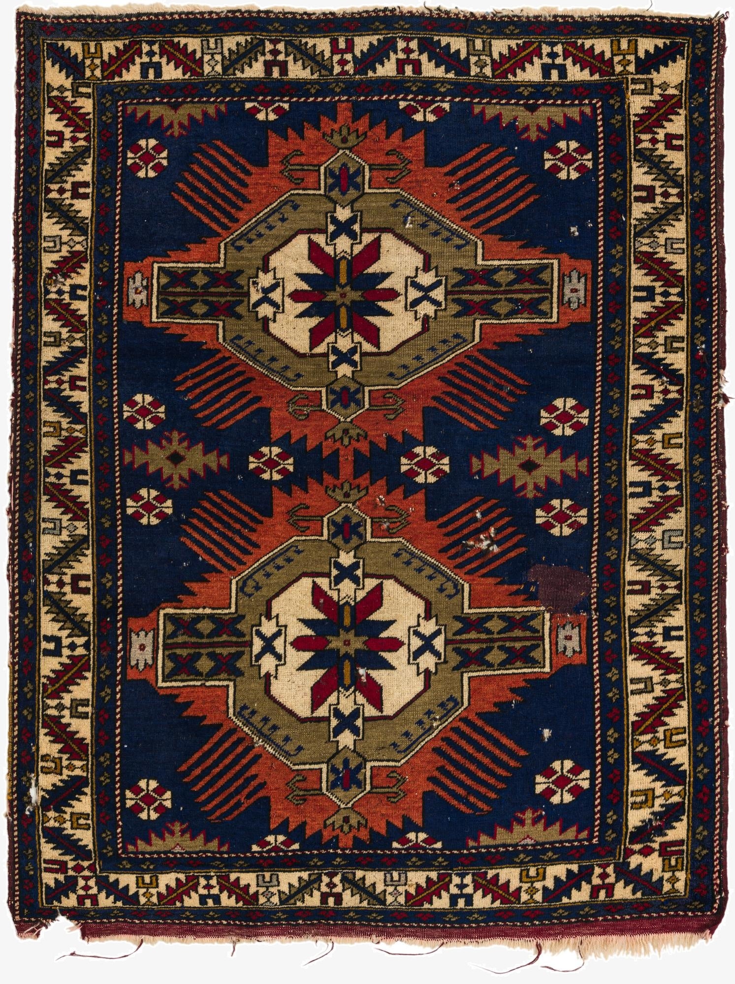  3' 8 x 4' 9  Hand Knotted Shirvan Persian Wool Square Rug