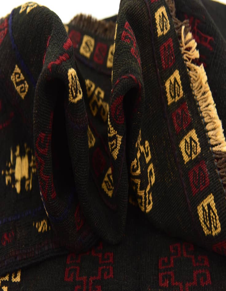 Detail image of  3' 10 x 4'  Hand Knotted Sumak Wool Square Rug