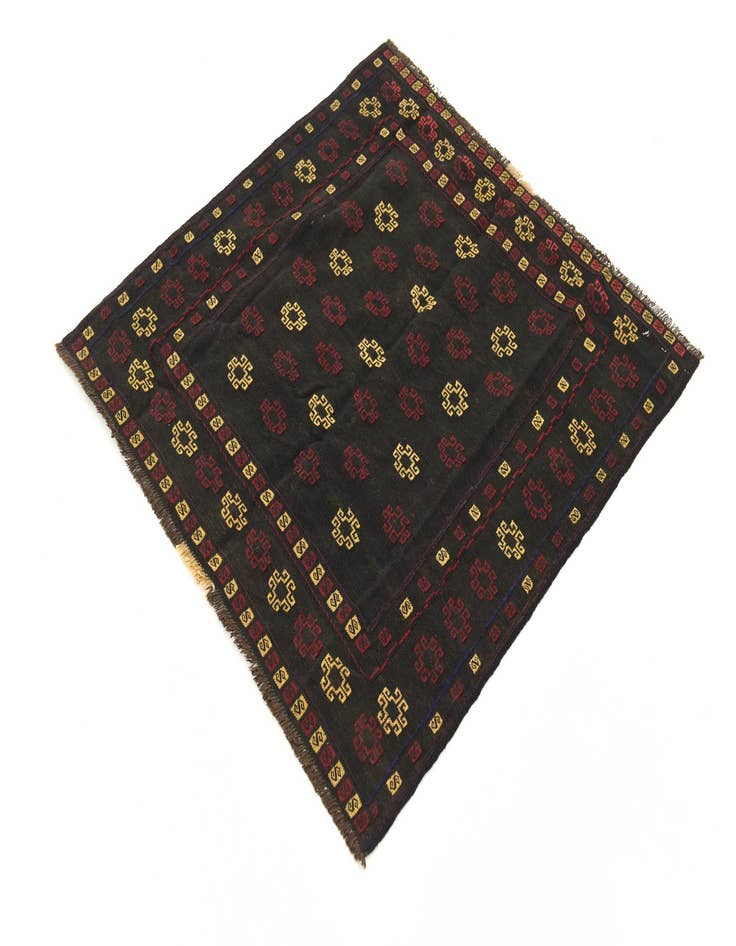 Detail image of  3' 10 x 4'  Hand Knotted Sumak Wool Square Rug