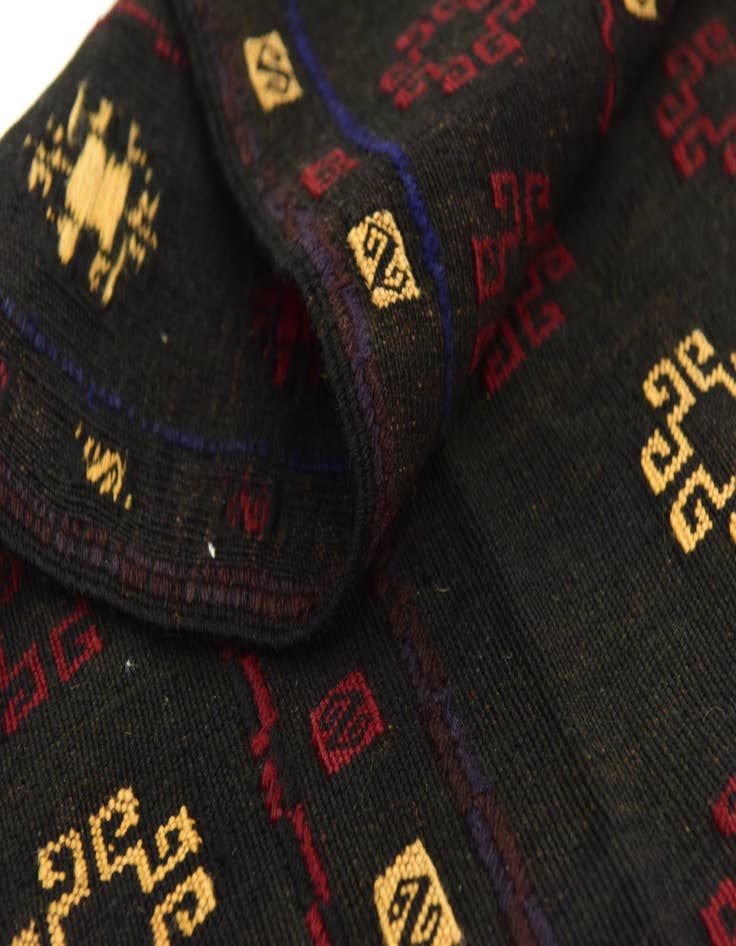 Detail image of  3' 10 x 4'  Hand Knotted Sumak Wool Square Rug