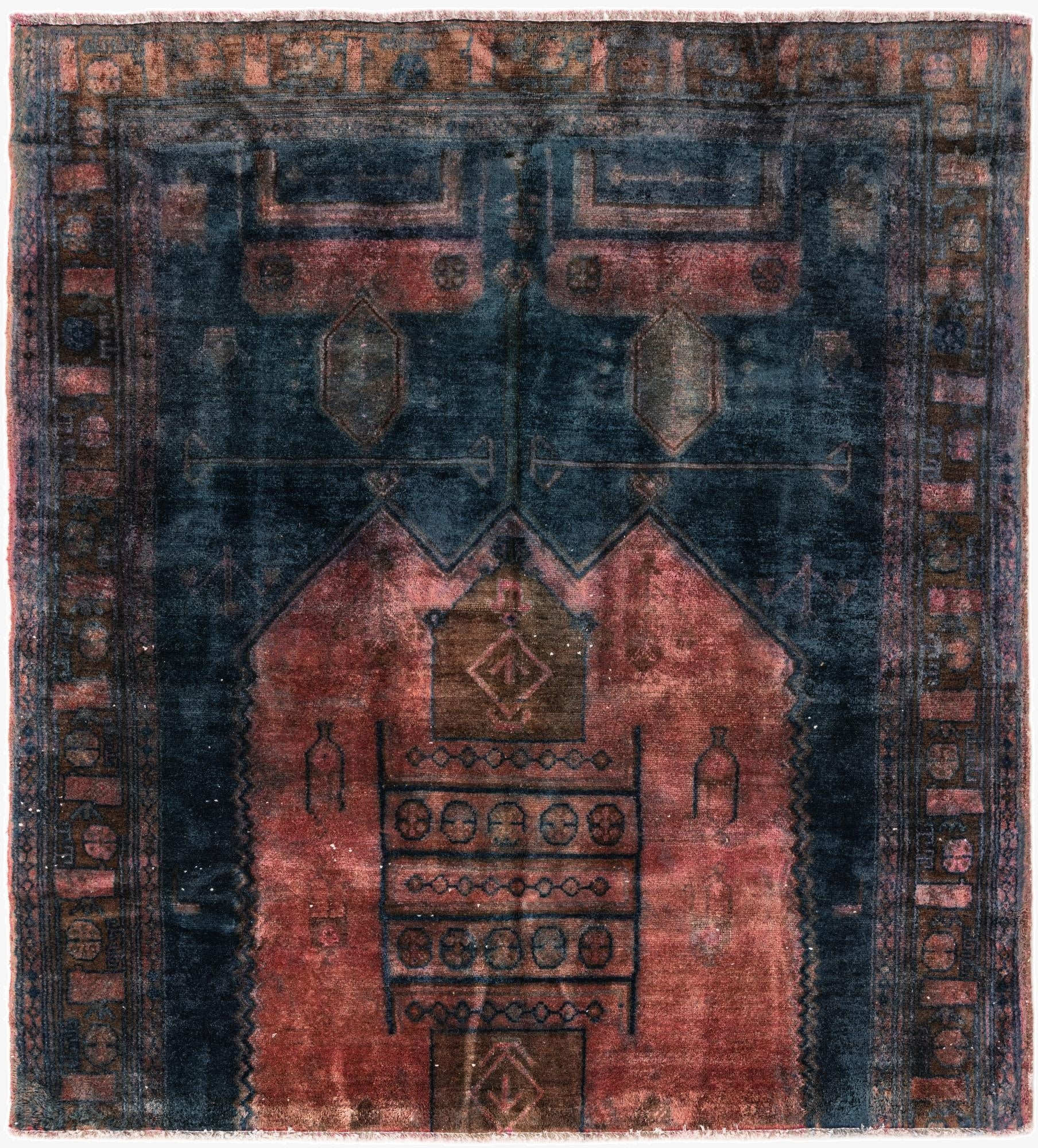  5' 3 x 5' 10  Hand Knotted Ultra Vintage Persian Wool Square Rug