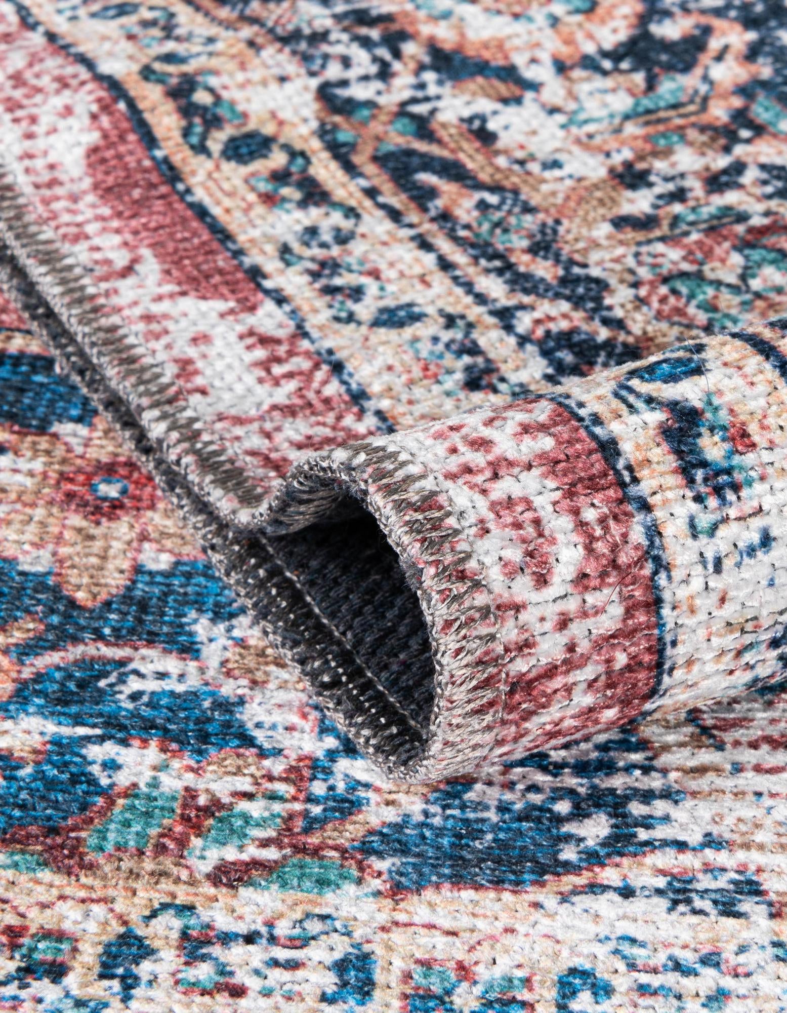 紺色 毛皮ラグ Navy Blue 5' x 5' Washable Yara Square Rug | Rugs.com