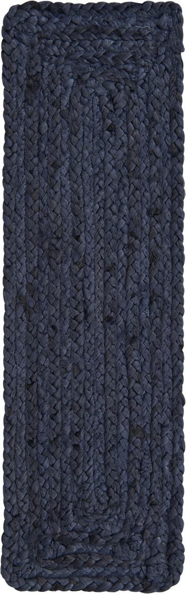  0' 9 x 2' 6  Hand Woven Braided Jute Stair Rug
