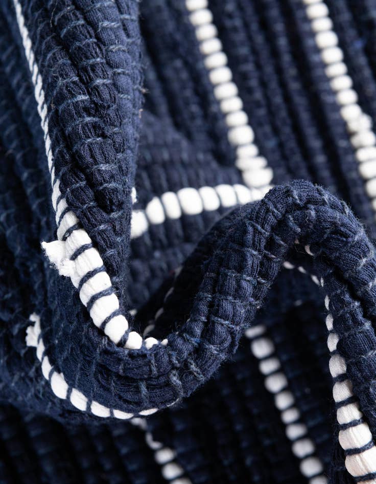 Detail image of  0' 9 x 2' 6  Hand Woven Chindi Cotton Stair Rug