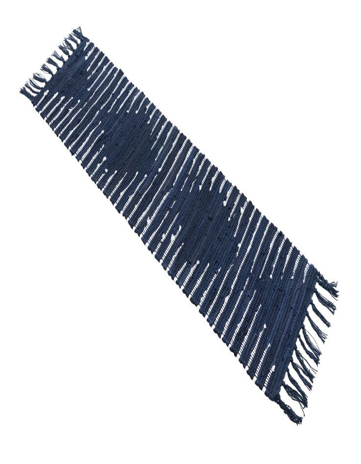 Detail image of  1' 2 x 4' 1  Hand Woven Chindi Cotton Table Runner Rug