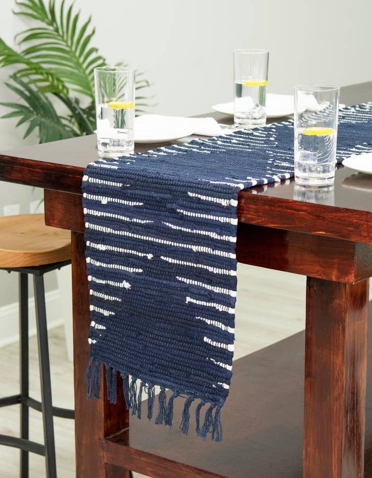 Detail image of  1' 2 x 4' 1  Hand Woven Chindi Cotton Table Runner Rug