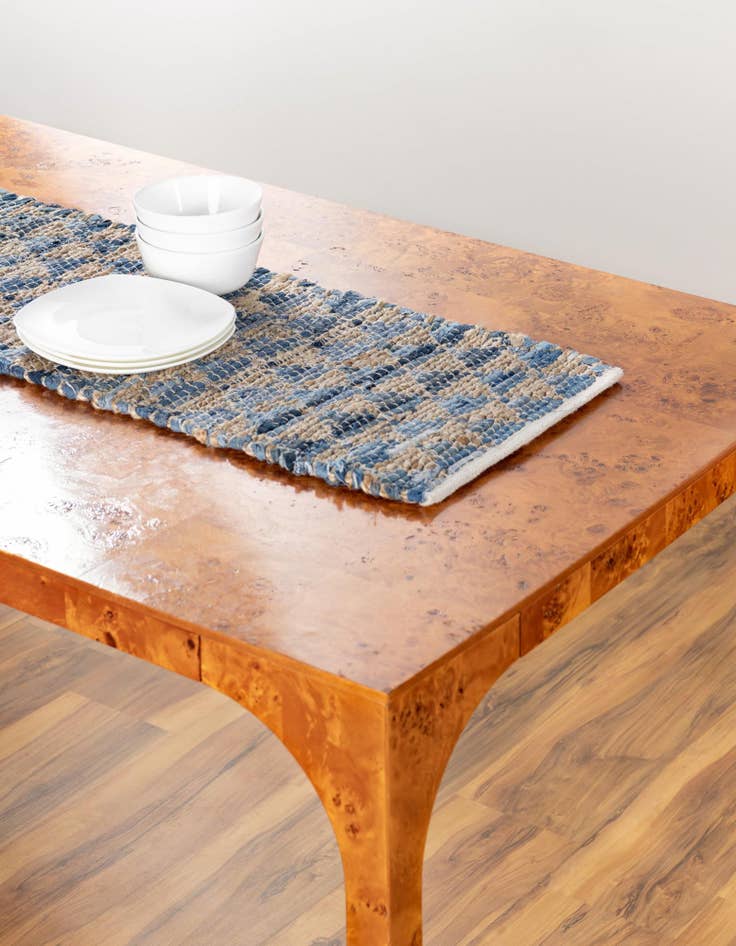 Detail image of  1' 2 x 4' 1  Hand Woven Chindi Jute Table Runner Rug