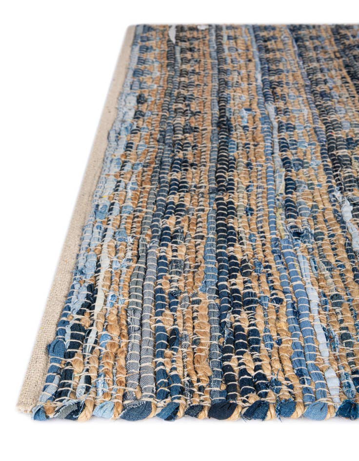 Detail image of  1' 2 x 4' 1  Hand Woven Chindi Jute Table Runner Rug