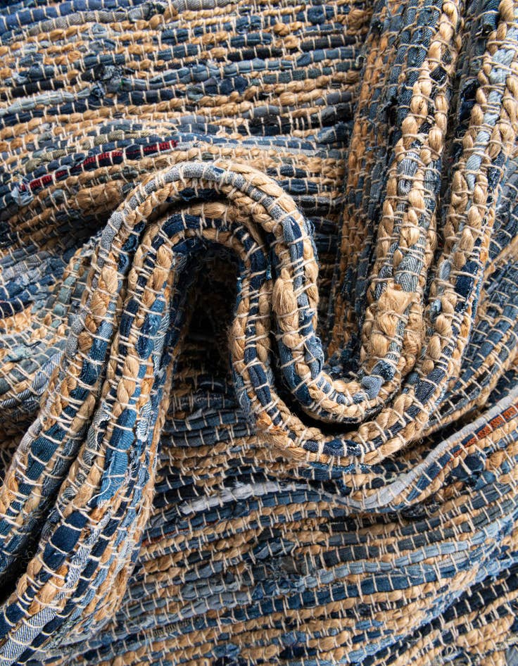 Detail image of  1' 2 x 4' 1  Hand Woven Chindi Jute Table Runner Rug