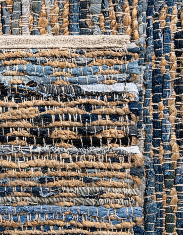 Detail image of  1' 2 x 4' 1  Hand Woven Chindi Jute Table Runner Rug