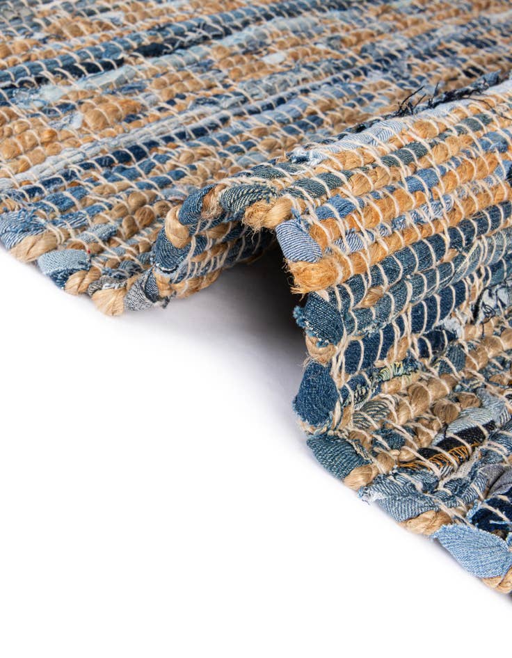 Detail image of  1' 2 x 4' 1  Hand Woven Chindi Jute Table Runner Rug