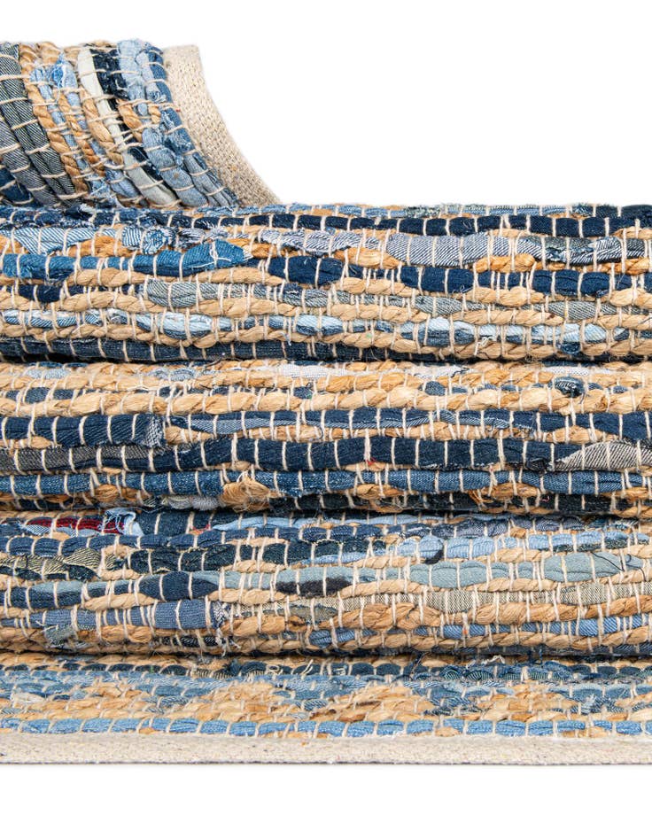 Detail image of  1' 2 x 4' 1  Hand Woven Chindi Jute Table Runner Rug