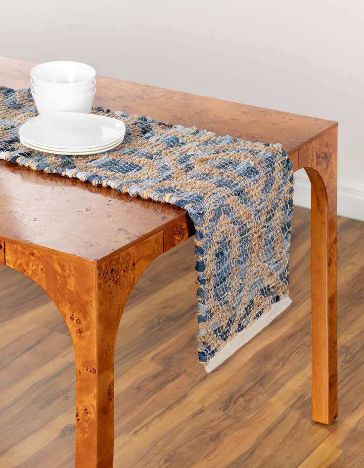 Detail image of  1' 2 x 10'  Hand Woven Chindi Jute Table Runner Rug