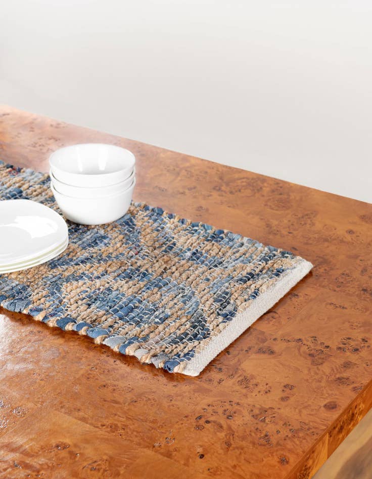 Detail image of  1' 2 x 10'  Hand Woven Chindi Jute Table Runner Rug