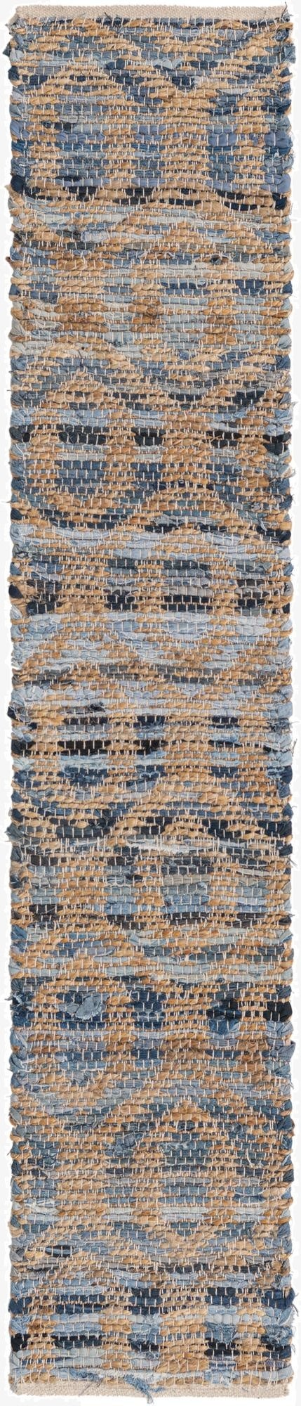  1' 2 x 6' 1  Hand Woven Chindi Jute Table Runner Rug