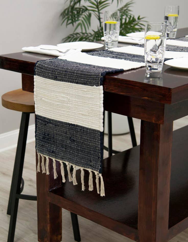 Detail image of  1' 2 x 8'  Hand Woven Chindi Rag Table Runner Rug